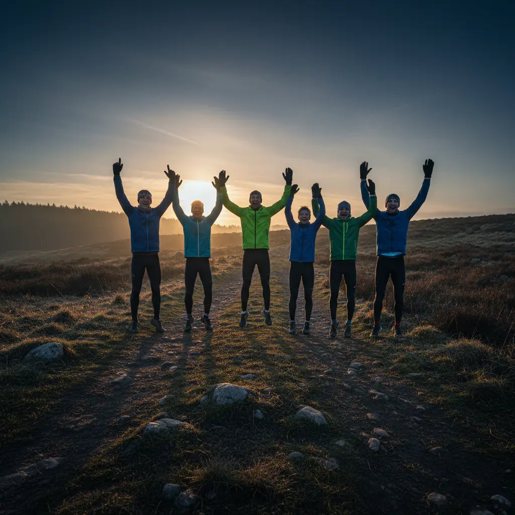 Team cheering on the course