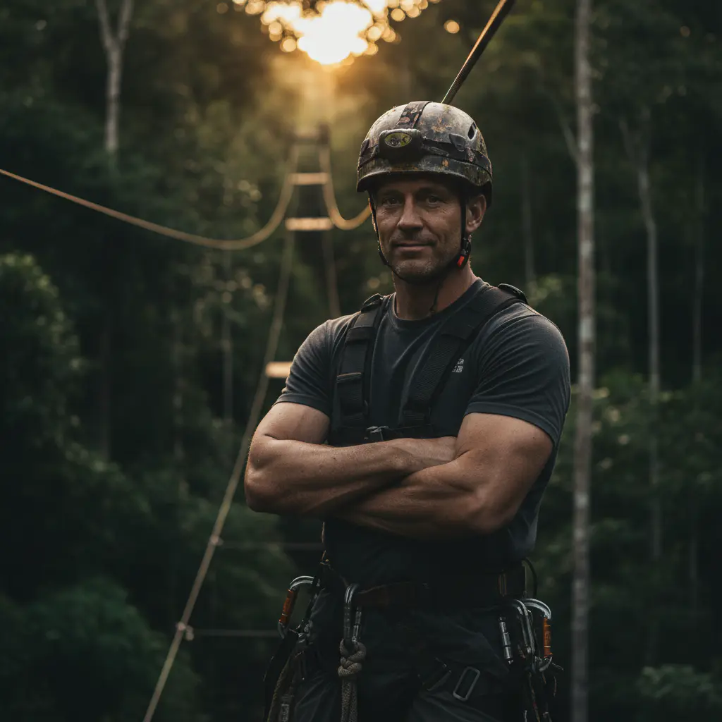 Portrait of zip line instructor
