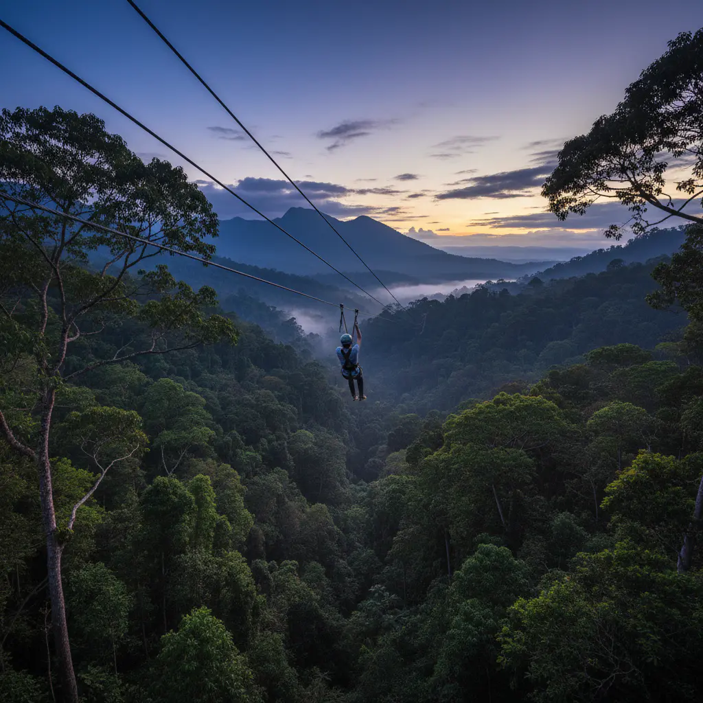 Zip line adventure high above the trees